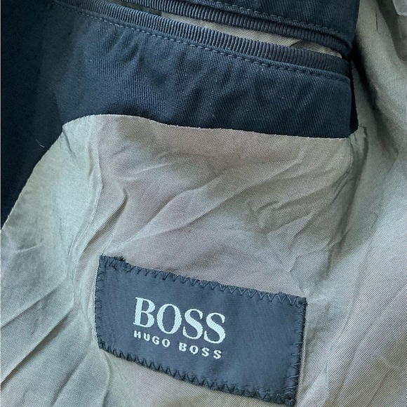 Hugo Boss Mens Blazer 44R 100% Wool Black Sport Coat Jacket Three Button VTG - Picture 4 of 11